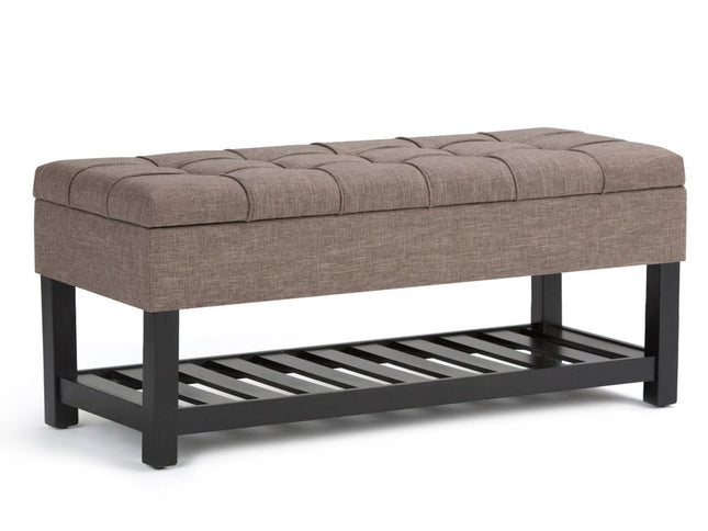 43" Brown and Espresso Fabric Ottoman With Storage