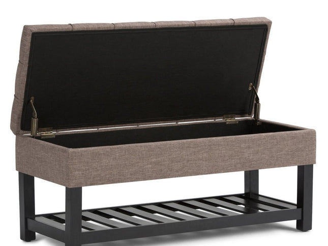 43" Brown and Espresso Fabric Ottoman With Storage