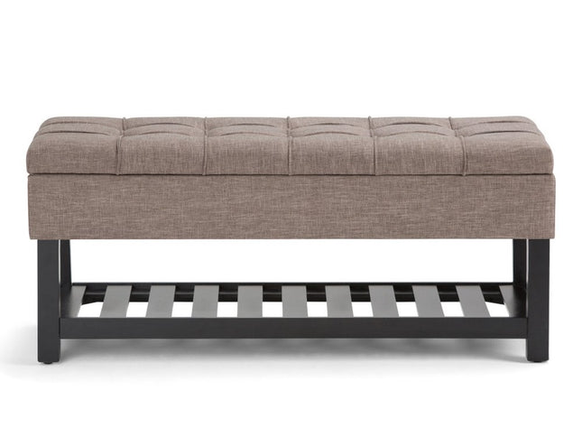 43" Brown and Espresso Fabric Ottoman With Storage