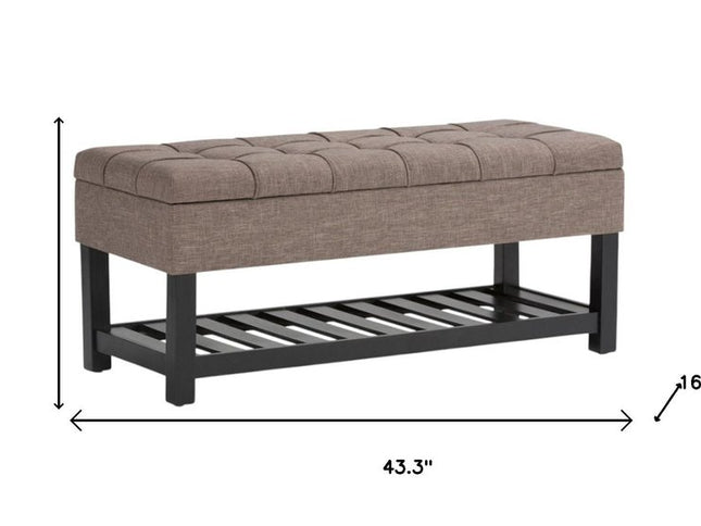 43" Brown and Espresso Fabric Ottoman With Storage