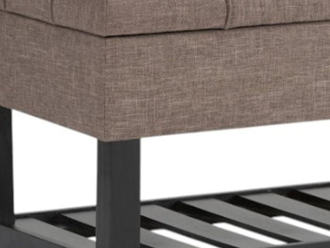 43" Brown and Espresso Fabric Ottoman With Storage