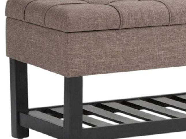 43" Brown and Espresso Fabric Ottoman With Storage