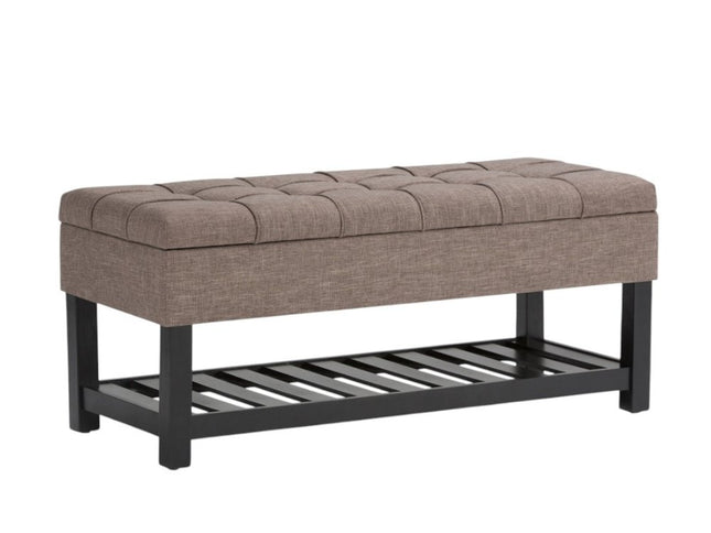 43" Brown and Espresso Fabric Ottoman With Storage