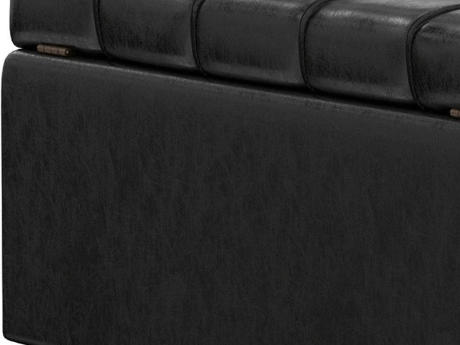 40" Black Leather Cocktail Ottoman With Storage