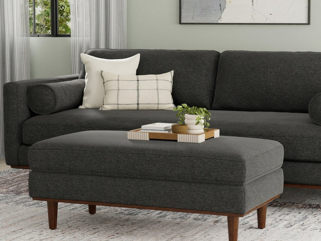 49" Gray and Brown Fabric Cocktail Ottoman