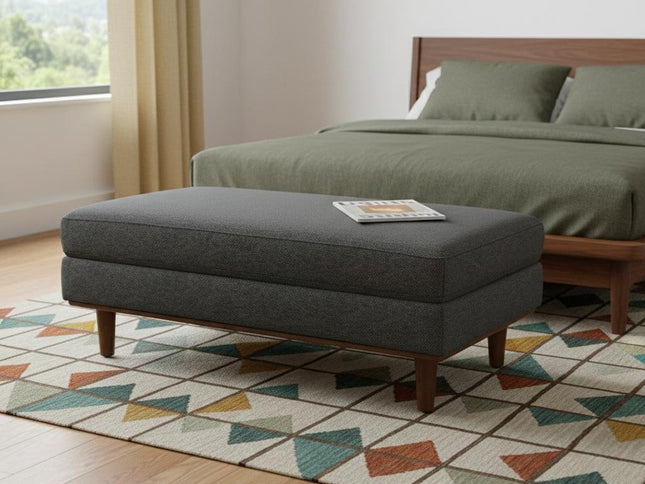 49" Gray and Brown Fabric Cocktail Ottoman