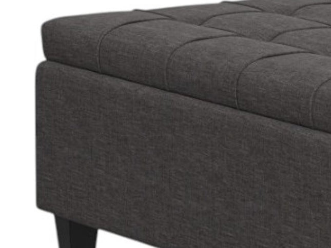 40" Gray and Brown Fabric Cocktail Ottoman With Storage