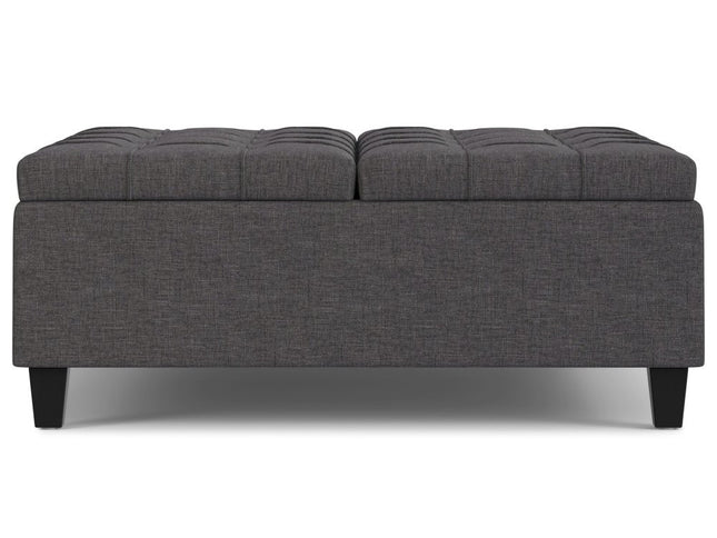 40" Gray and Brown Fabric Cocktail Ottoman With Storage