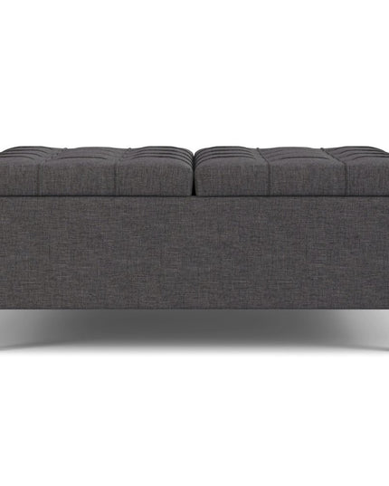 40" Gray and Brown Fabric Cocktail Ottoman With Storage