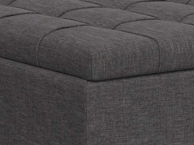 40" Gray and Brown Fabric Cocktail Ottoman With Storage