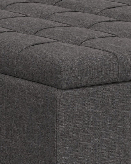 40" Gray and Brown Fabric Cocktail Ottoman With Storage