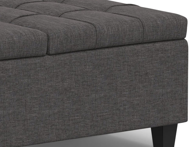 40" Gray and Brown Fabric Cocktail Ottoman With Storage