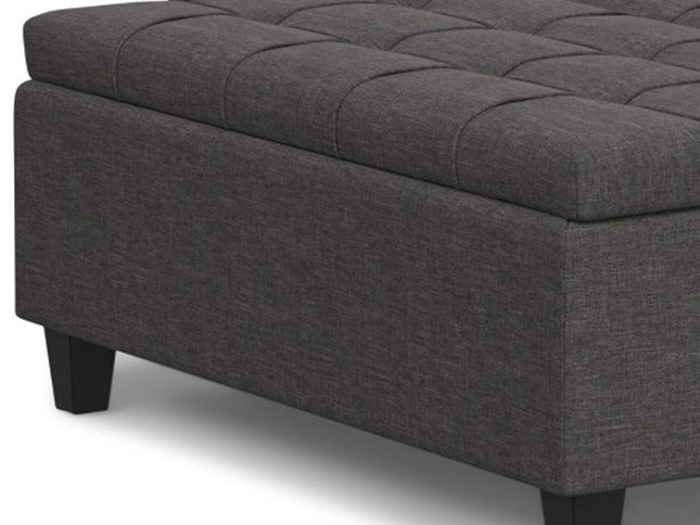 40" Gray and Brown Fabric Cocktail Ottoman With Storage
