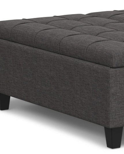 40" Gray and Brown Fabric Cocktail Ottoman With Storage