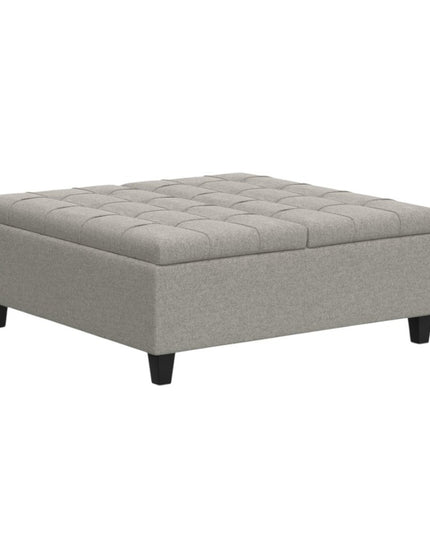 40" Gray and Brown Fabric Cocktail Ottoman With Storage