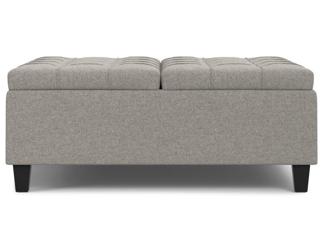 40" Gray and Brown Fabric Cocktail Ottoman With Storage