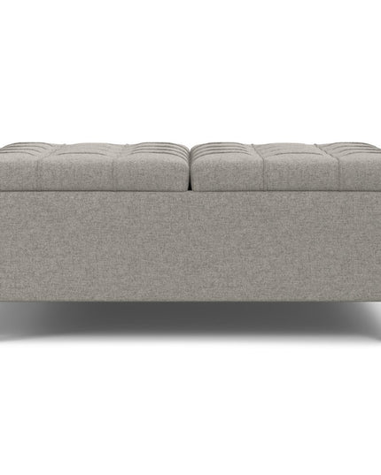 40" Gray and Brown Fabric Cocktail Ottoman With Storage