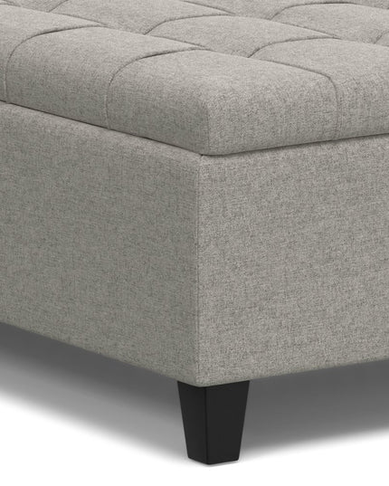 40" Gray and Brown Fabric Cocktail Ottoman With Storage