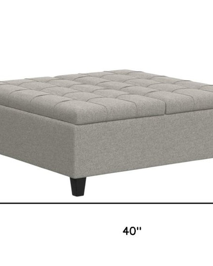 40" Gray and Brown Fabric Cocktail Ottoman With Storage