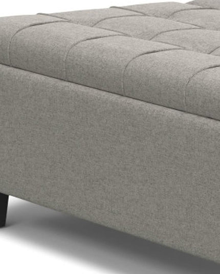 40" Gray and Brown Fabric Cocktail Ottoman With Storage