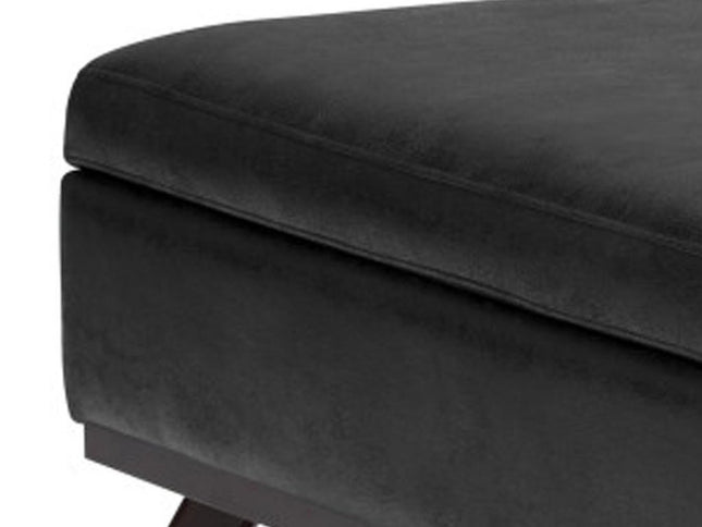 36" Black and Brown Leather Cocktail Ottoman With Storage