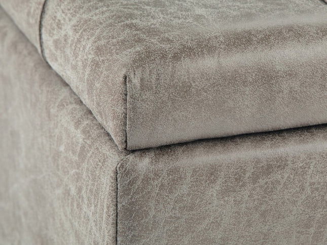 36" Gray and Espresso Leather Cocktail Ottoman With Storage