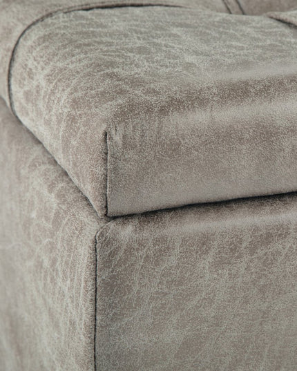 36" Gray and Espresso Leather Cocktail Ottoman With Storage