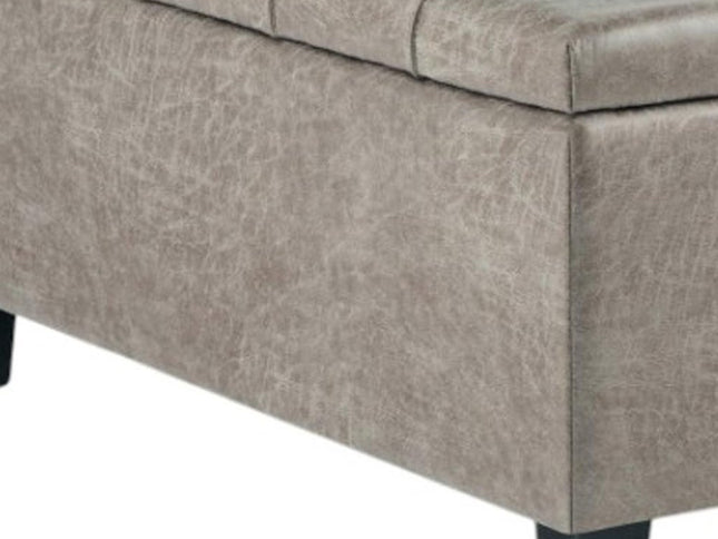 36" Gray and Espresso Leather Cocktail Ottoman With Storage