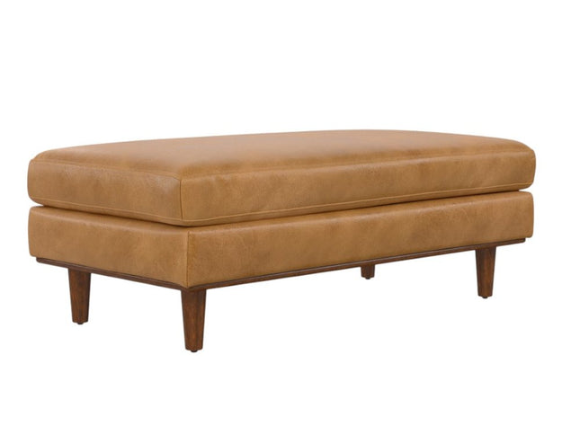 49" Sienna and Brown Leather Cocktail Ottoman
