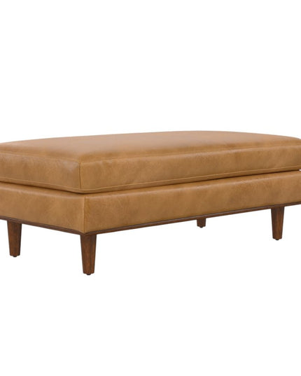 49" Sienna and Brown Leather Cocktail Ottoman