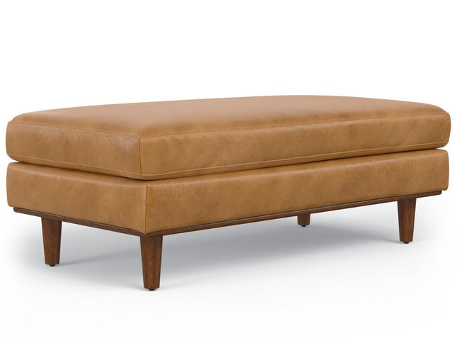 49" Sienna and Brown Leather Cocktail Ottoman