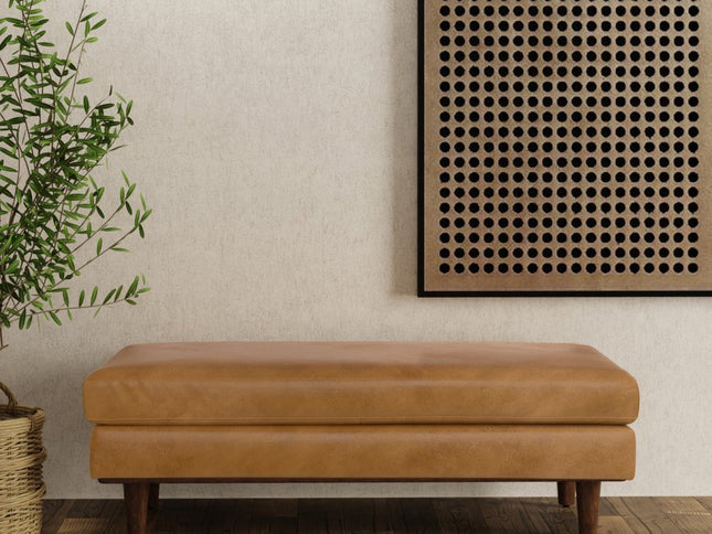 49" Sienna and Brown Leather Cocktail Ottoman