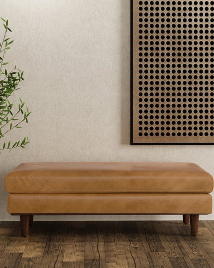 49" Sienna and Brown Leather Cocktail Ottoman