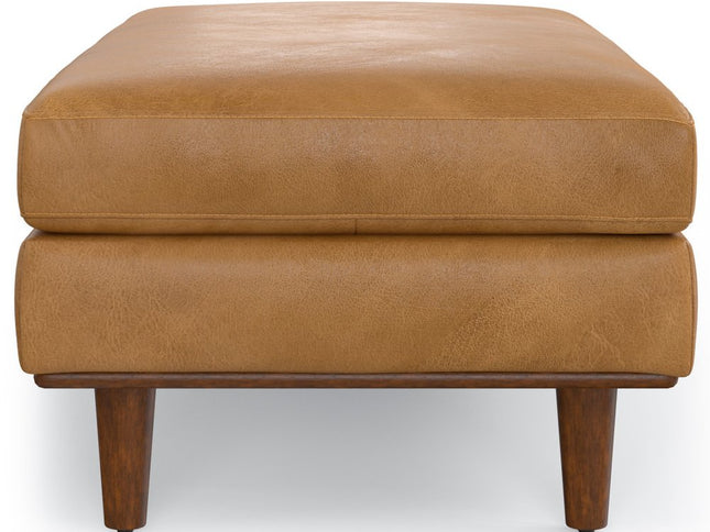 49" Sienna and Brown Leather Cocktail Ottoman