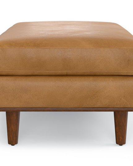49" Sienna and Brown Leather Cocktail Ottoman
