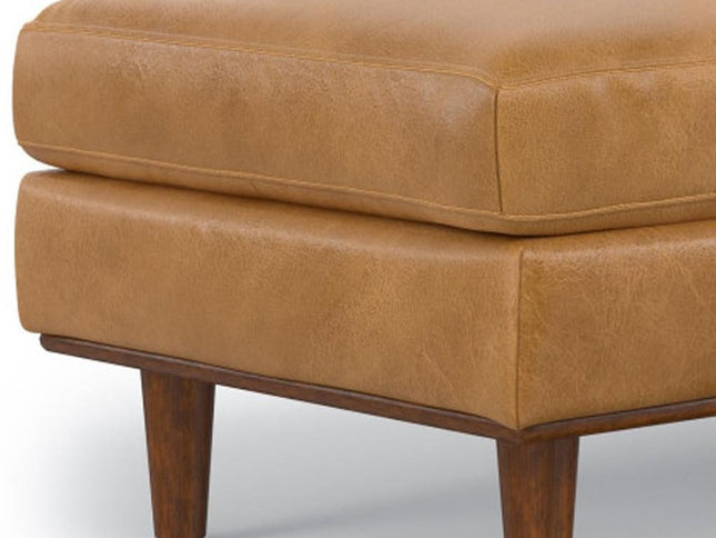 49" Sienna and Brown Leather Cocktail Ottoman