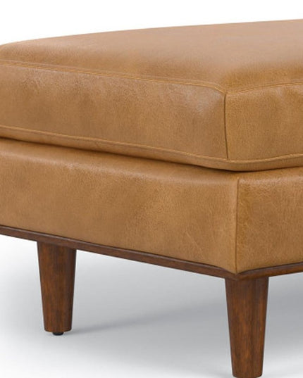 49" Sienna and Brown Leather Cocktail Ottoman