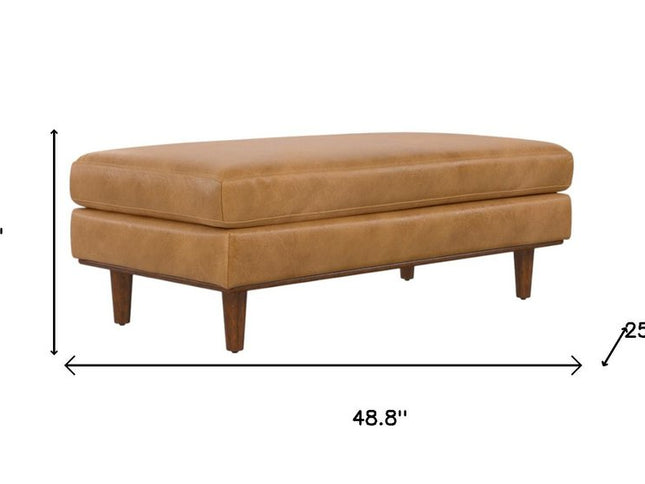 49" Sienna and Brown Leather Cocktail Ottoman