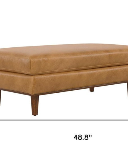 49" Sienna and Brown Leather Cocktail Ottoman