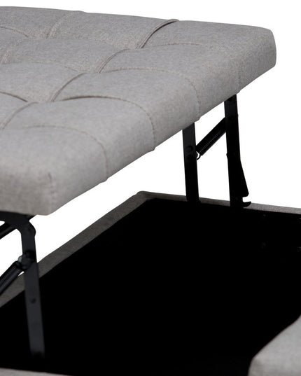 36" Gray and Espresso Fabric Cocktail Ottoman With Storage