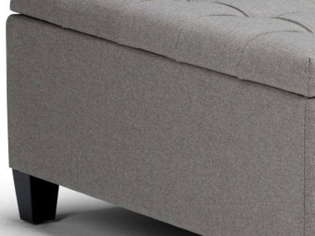 36" Gray and Espresso Fabric Cocktail Ottoman With Storage