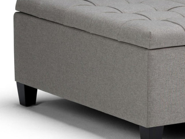 36" Gray and Espresso Fabric Cocktail Ottoman With Storage