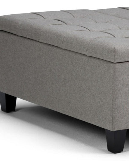 36" Gray and Espresso Fabric Cocktail Ottoman With Storage