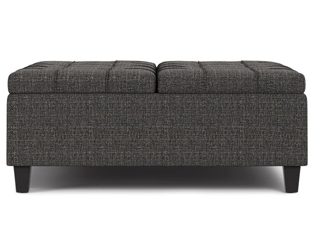 40" Ebony and Black Fabric Cocktail Ottoman With Storage