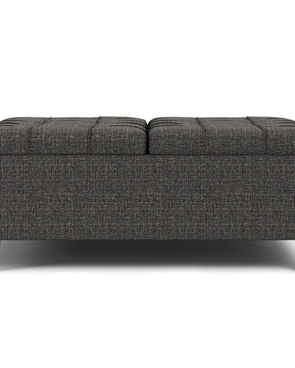 40" Ebony and Black Fabric Cocktail Ottoman With Storage