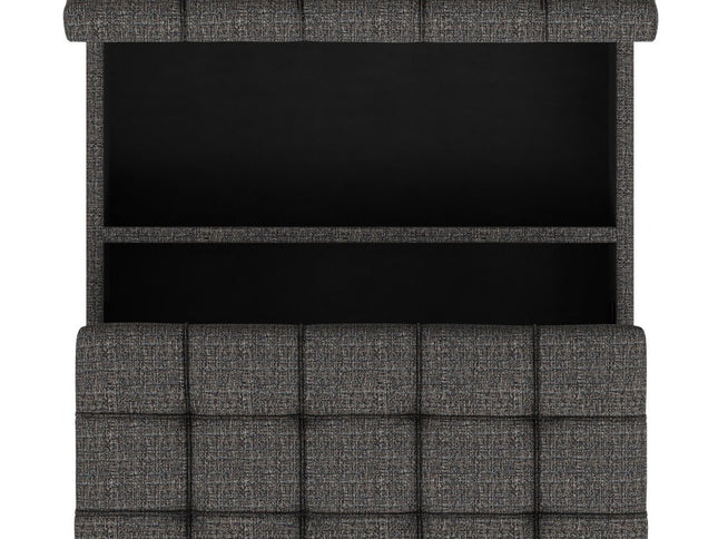 40" Ebony and Black Fabric Cocktail Ottoman With Storage