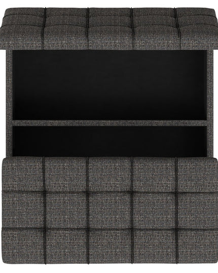 40" Ebony and Black Fabric Cocktail Ottoman With Storage