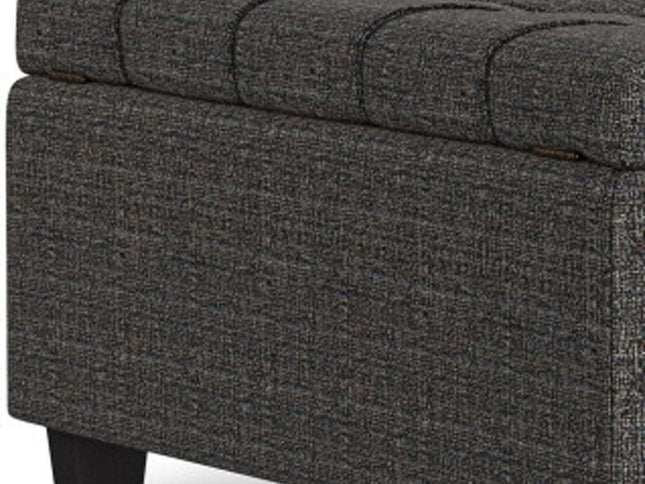 40" Ebony and Black Fabric Cocktail Ottoman With Storage