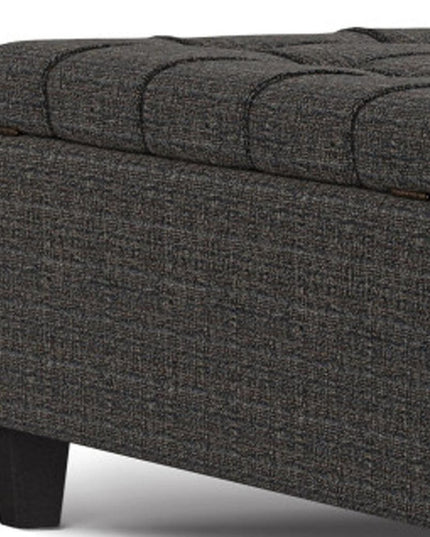 40" Ebony and Black Fabric Cocktail Ottoman With Storage