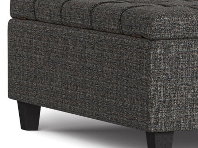 40" Ebony and Black Fabric Cocktail Ottoman With Storage